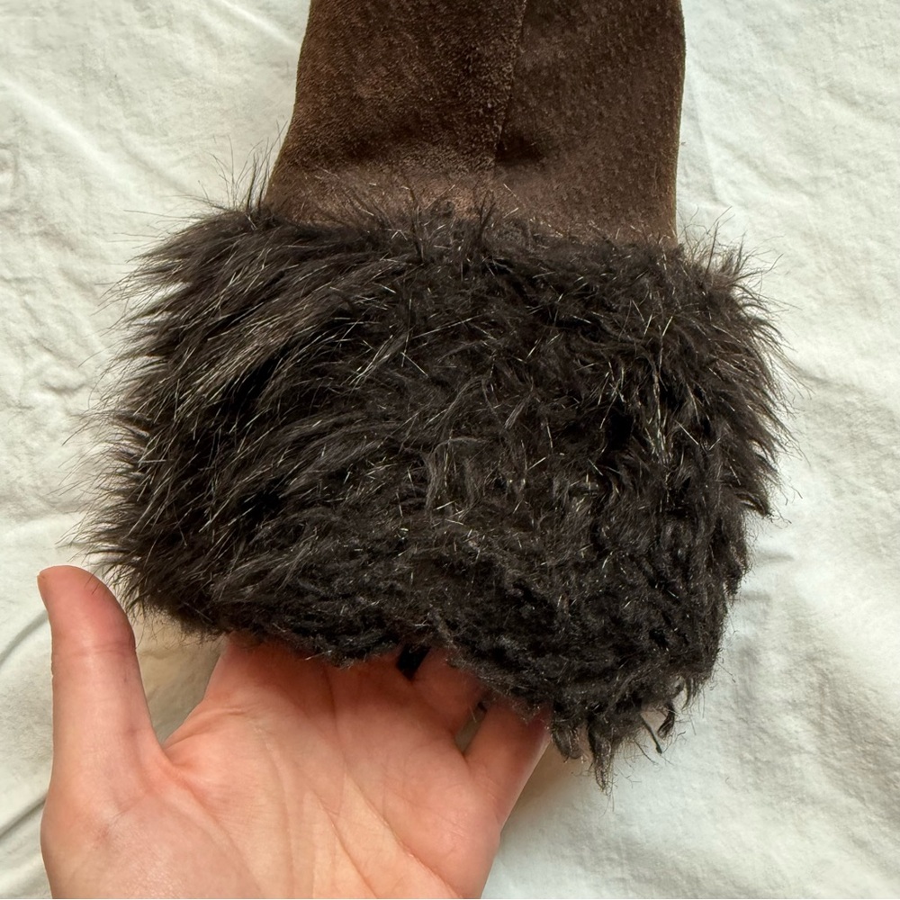 vintage 2000s suede faux fur brown penny lane coat - Picture 8 of 10